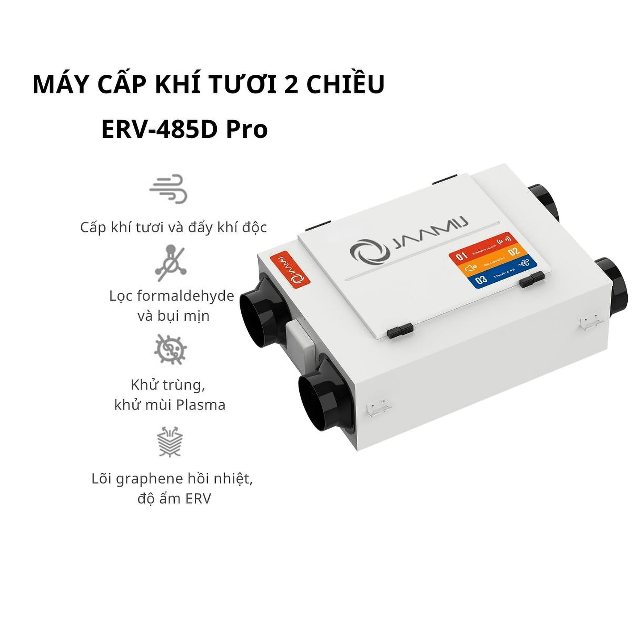 Máy Cấp Khí Tươi 2 Chiều JaamiJ ERV-485D Pro – Tích Hợp AI, Khử Khuẩn Plasma & App Xiaomi Máy Cấp Khí Tươi 2 Chiều JaamiJ ERV-485D Pro – Tích Hợp AI, Khử Khuẩn Plasma & App Xiaomi