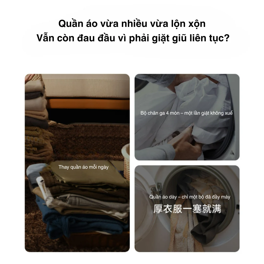 Máy giặt sấy Xiaomi Mijia MJ101 xử lý quần áo hằng ngày