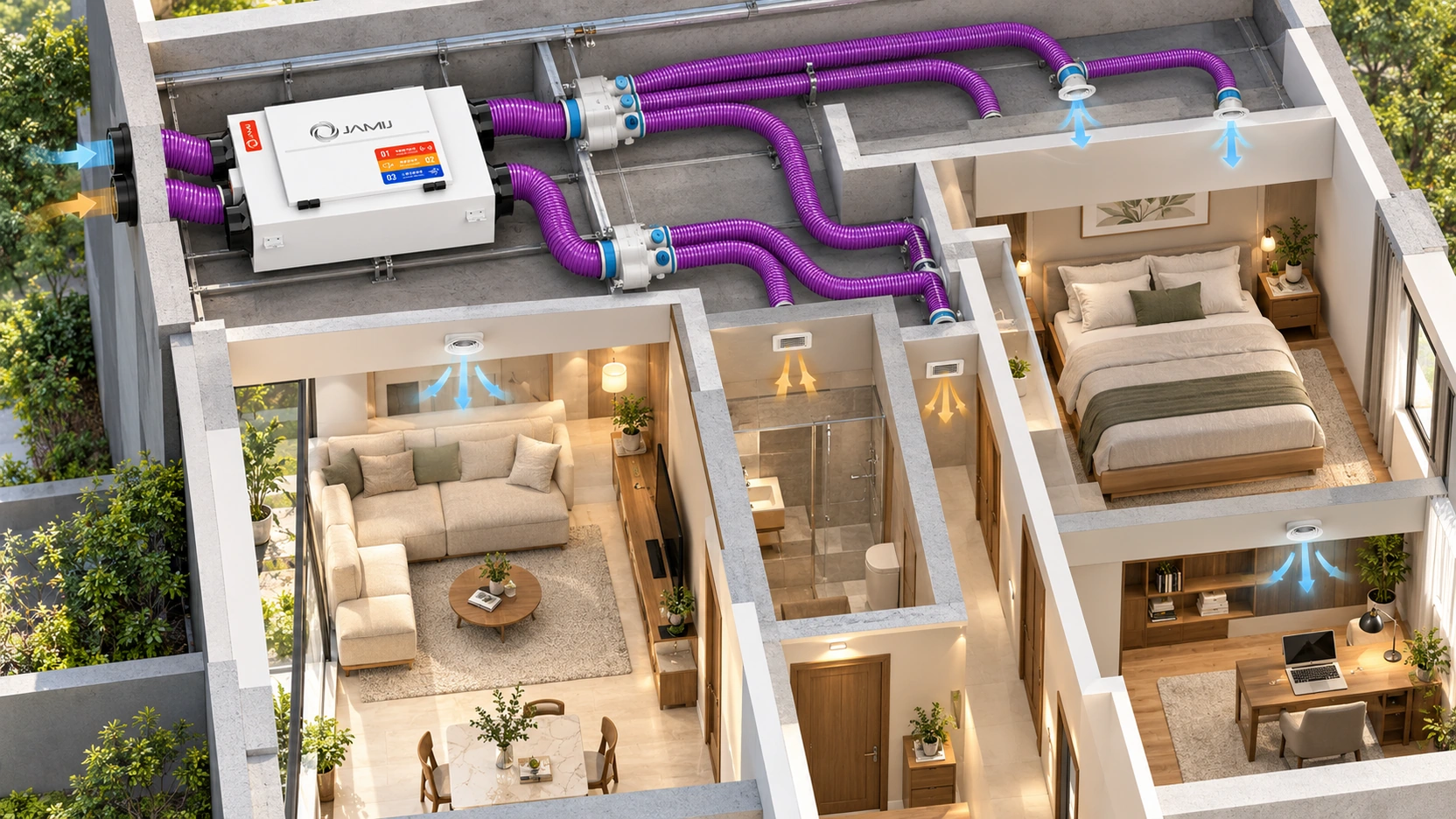 Hệ thống máy cấp khí tươi trung tâm JamiJ